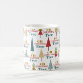 Retro farbenfroh Oh Weihnachtsbaum Urlaub Kaffeetasse (Mittel)