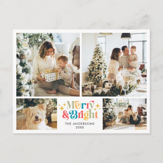 Retro Farbenfroh und hell 4 Foto Weihnachten (Vorderseite)