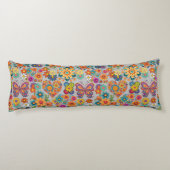 Retro farbenfrohe Blume Muster. L Gray BG Seitenschläferkissen (Rückseite)