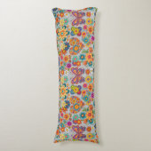 Retro farbenfrohe Blume Muster. L Gray BG Seitenschläferkissen (Vorderseite Vertikal)