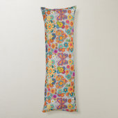 Retro farbenfrohe Blume Muster. L Gray BG Seitenschläferkissen (Rückseite (Vertikal))
