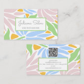 Retro farbenfrohe Blüte mit QR Visitenkarte (Vorne/Hinten)