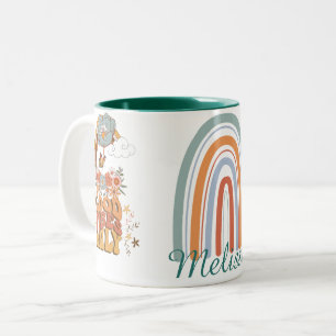 Retro farbenfrohe boho Blume groovem blumigen Rege Zweifarbige Tasse