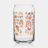 Retro farbenfrohe boho Blume Groovy Blumendesign Dosenglas (Rechts)