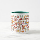Retro farbenfrohe boho Blume Groovy Blumendesign Tasse (Zentrum)