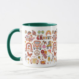Retro farbenfrohe boho Blume Groovy Blumendesign Tasse