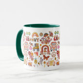 Retro farbenfrohe boho Blume Groovy Blumendesign Tasse (Vorderseite Links)