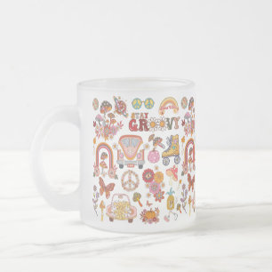 Retro farbenfrohe Boho-Blumen groovy florales Desi Mattglastasse