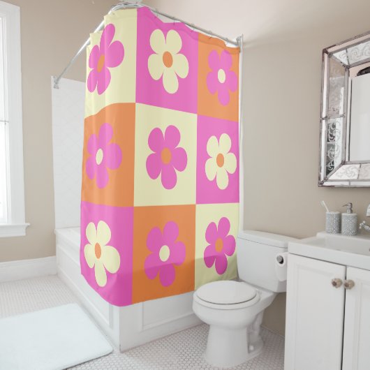 Retro farbenfrohe BOHO Blumenmuster Duschvorhang (Beispiel)