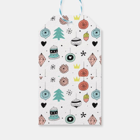 Retro farbenfrohe Eule Frohe Weihnachten Geschenkanhänger (Rückseite)