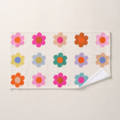 Retro farbenfrohe florale Preppy Abstrakte Blume Badhandtuch Set (Handtuch)