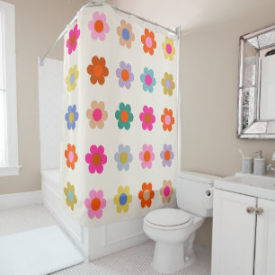 Retro farbenfrohe florale Preppy Abstrakte Blume Duschvorhang