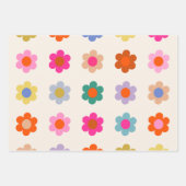 Retro farbenfrohe florale Preppy Abstrakte Blume Geschenkpapier Set (Vorderseite 3)