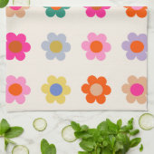 Retro farbenfrohe florale Preppy Abstrakte Blume Geschirrtuch (Gefaltet)