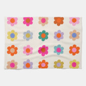 Retro farbenfrohe florale Preppy Abstrakte Blume Geschirrtuch (Horizontal)