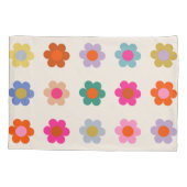 Retro farbenfrohe florale Preppy Abstrakte Blume Kissenbezug (Rückseite)