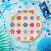 Retro farbenfrohe florale Preppy Abstrakte Blume Pappteller (Party)