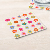 Retro farbenfrohe florale Preppy Abstrakte Blume Rechteckiger Pappuntersetzer (angewinkelt)