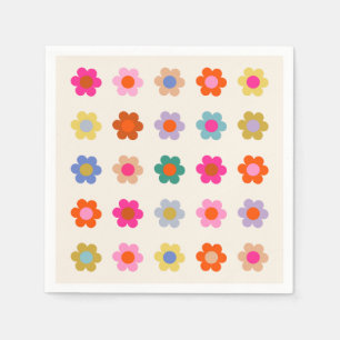 Retro farbenfrohe florale Preppy Abstrakte Blume Serviette
