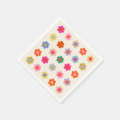 Retro farbenfrohe florale Preppy Abstrakte Blume Serviette (Ecke)