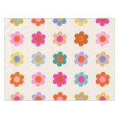 Retro farbenfrohe florale Preppy Abstrakte Blume Tischdecke (Vorderseite (Horizontal))