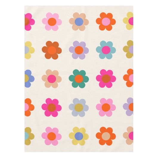 Retro farbenfrohe florale Preppy Abstrakte Blume Tischdecke (Vorderseite)