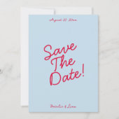 Retro farbenfrohe Funky Einzigartige Moderne Hochz Save The Date (Vorderseite)