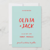 Retro farbenfrohe Funky Einzigartige Moderne Hochz Save The Date (Rückseite)