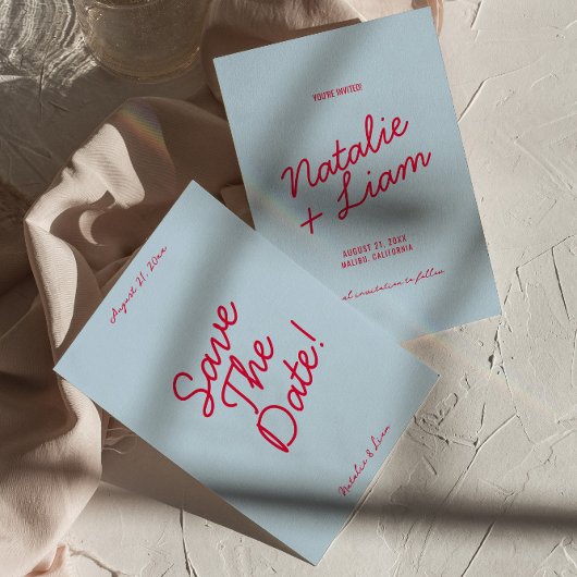 Retro farbenfrohe Funky Einzigartige Moderne Hochz Save The Date