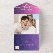 Retro farbenfrohe geometrische Foto Hochzeit Einla All In One Einladung (Außenbereich)