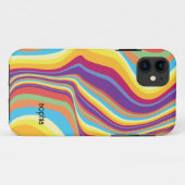 Retro farbenfrohe, gepolsterte Streifen Personalis Case-Mate iPhone Hülle (Rückseite (Horizontal))