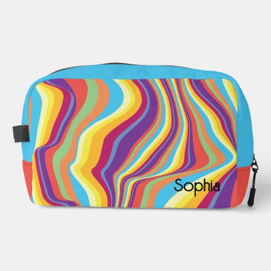Retro farbenfrohe, gepolsterte Streifen Personalis Waschbeutel (Vorderseite)