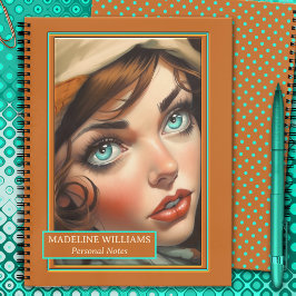 Retro farbenfrohe Girly Illustration Notizblock