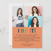 Retro farbenfrohe Graduierungsparty 4 Foto Einladung (Rückseite)