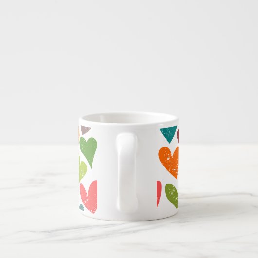 Retro farbenfrohe Groovy Valentine Herzmuster Espressotasse (Rückseite)