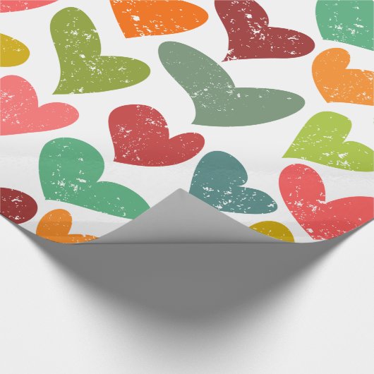 Retro farbenfrohe Groovy Valentine Herzmuster Geschenkpapier (Ecke)