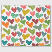Retro farbenfrohe Groovy Valentine Herzmuster Geschenkpapier (Flach)