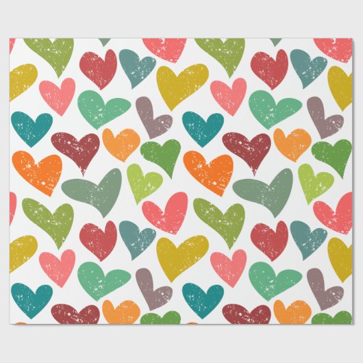 Retro farbenfrohe Groovy Valentine Herzmuster Geschenkpapier (Flach)