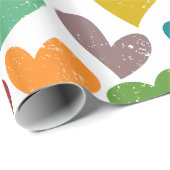 Retro farbenfrohe Groovy Valentine Herzmuster Geschenkpapier (Rolleneckpunkt)