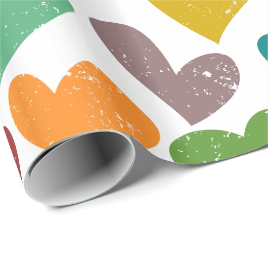 Retro farbenfrohe Groovy Valentine Herzmuster Geschenkpapier (Rolleneckpunkt)