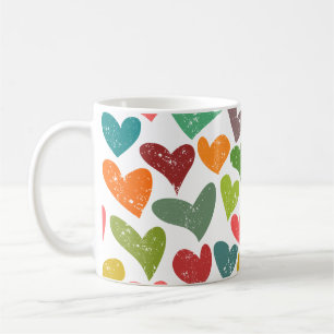 Retro farbenfrohe Groovy Valentine Herzmuster Kaffeetasse