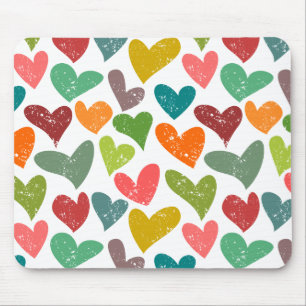 Retro farbenfrohe Groovy Valentine Herzmuster Mousepad
