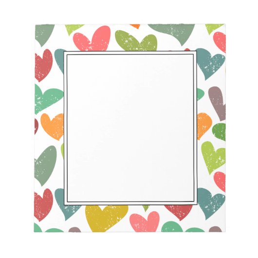 Retro farbenfrohe Groovy Valentine Herzmuster Notizblock (Vorderseite)