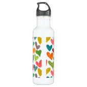 Retro farbenfrohe Groovy Valentine Herzmuster Trinkflasche (Rückseite)