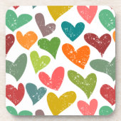 Retro farbenfrohe Groovy Valentine Herzmuster Untersetzer (Vorderseite)