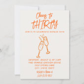 Retro farbenfrohe Hand Drawn 30. Whimsical Geburts Einladung (Vorderseite)