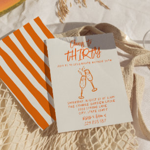 Retro farbenfrohe Hand Drawn 30. Whimsical Geburts Einladung