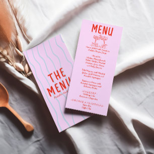 Retro farbenfrohe Hand Drawn Funky Wedding Menu Menükarte