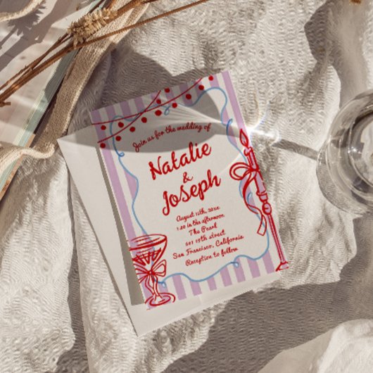 Retro farbenfrohe Hand Drawn geschrieben Quirky Ho Einladung