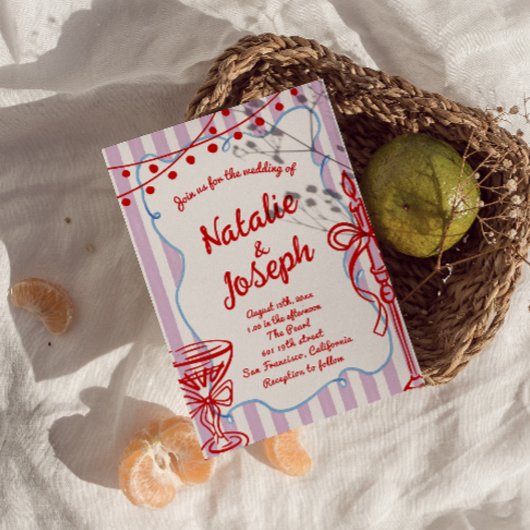 Retro farbenfrohe Hand Drawn geschrieben Quirky Ho Einladung